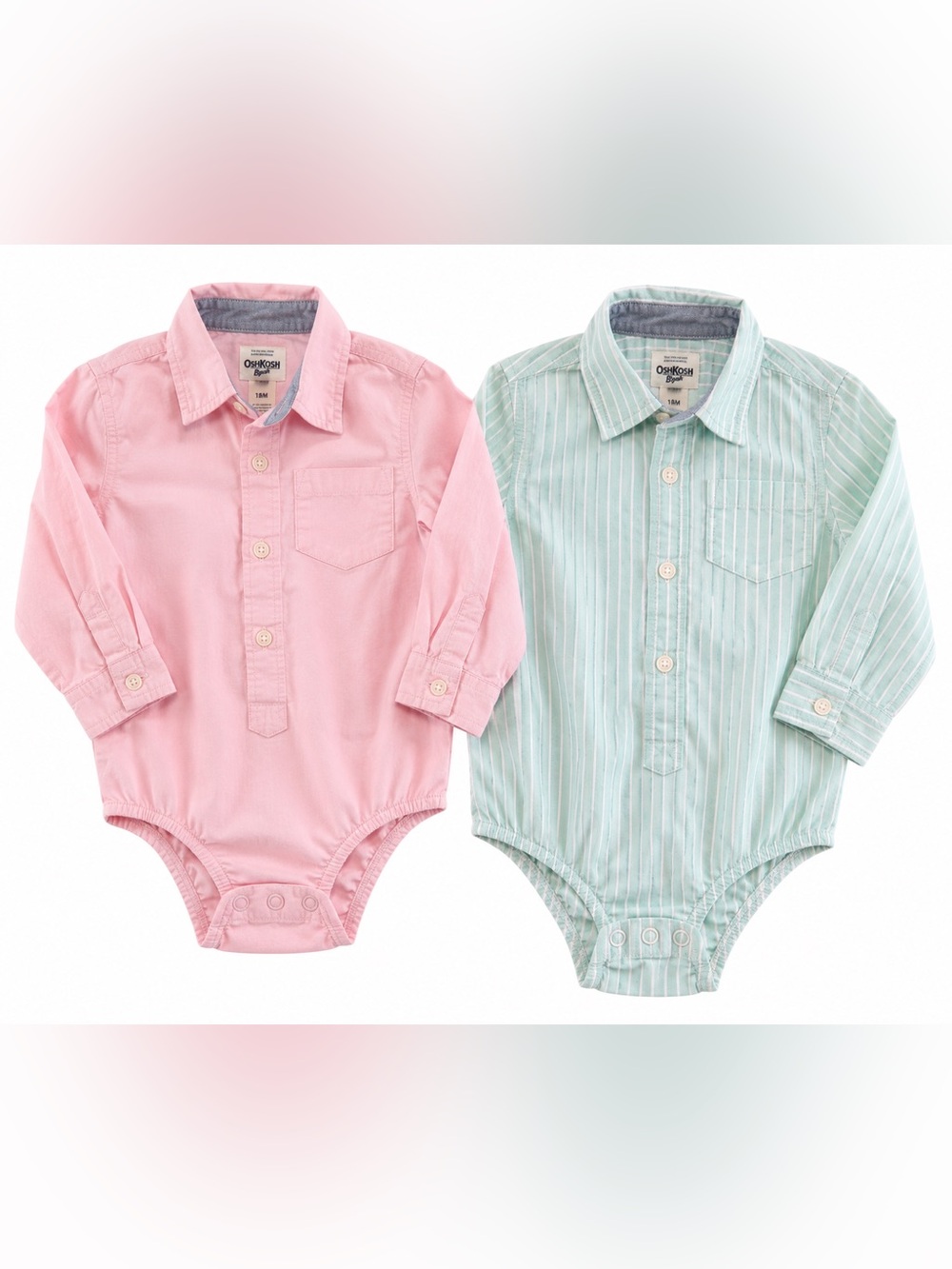 OshKosh B'gosh Baby Boy 18M Button Down Shirt Bodysuit 2 Piece Bundle